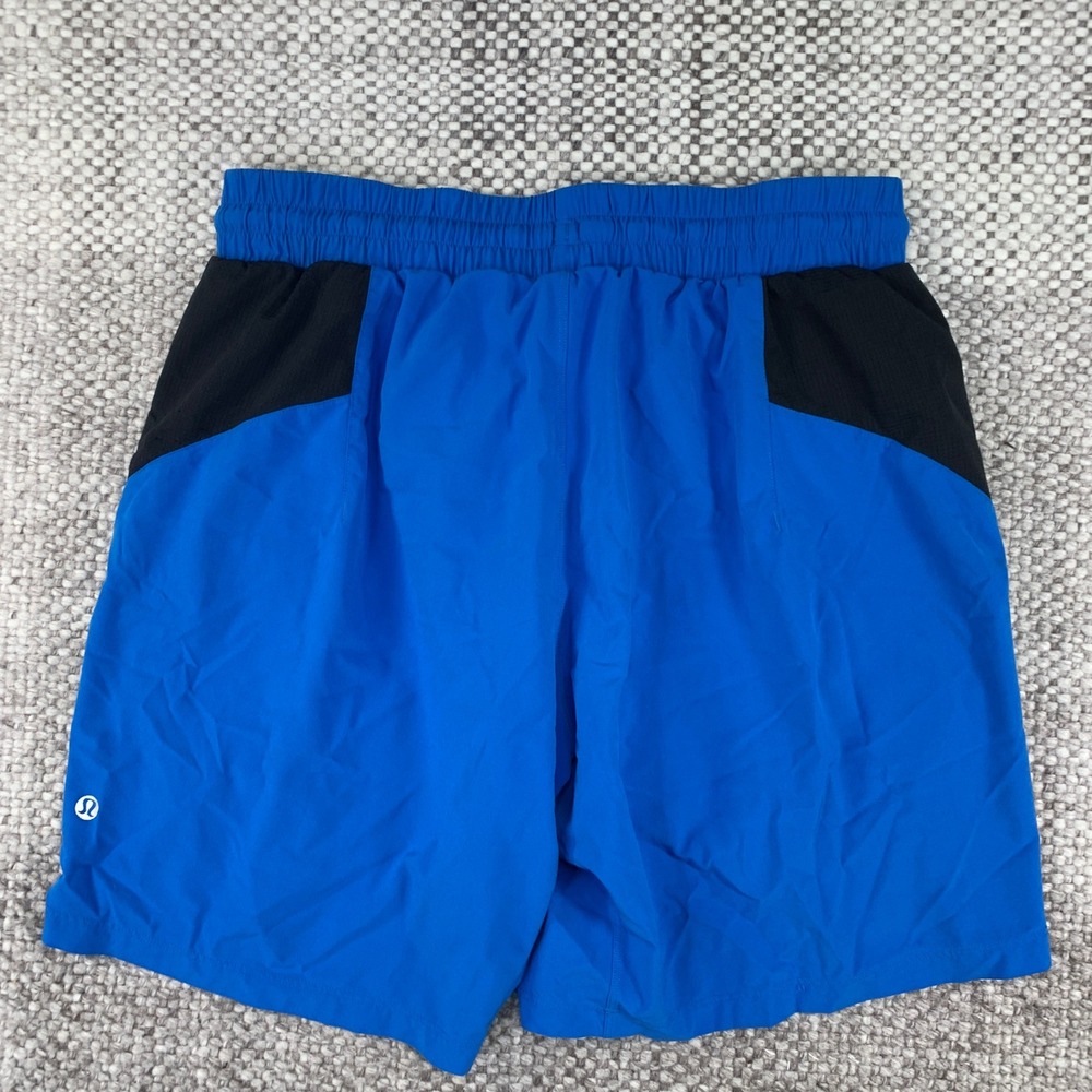 Lululemon Athletic Shorts Mens Large Blue Black Lined 7 Inch Inseam Workout